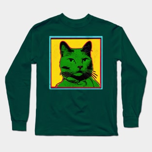 Pop Art Style Cat Long Sleeve T-Shirt